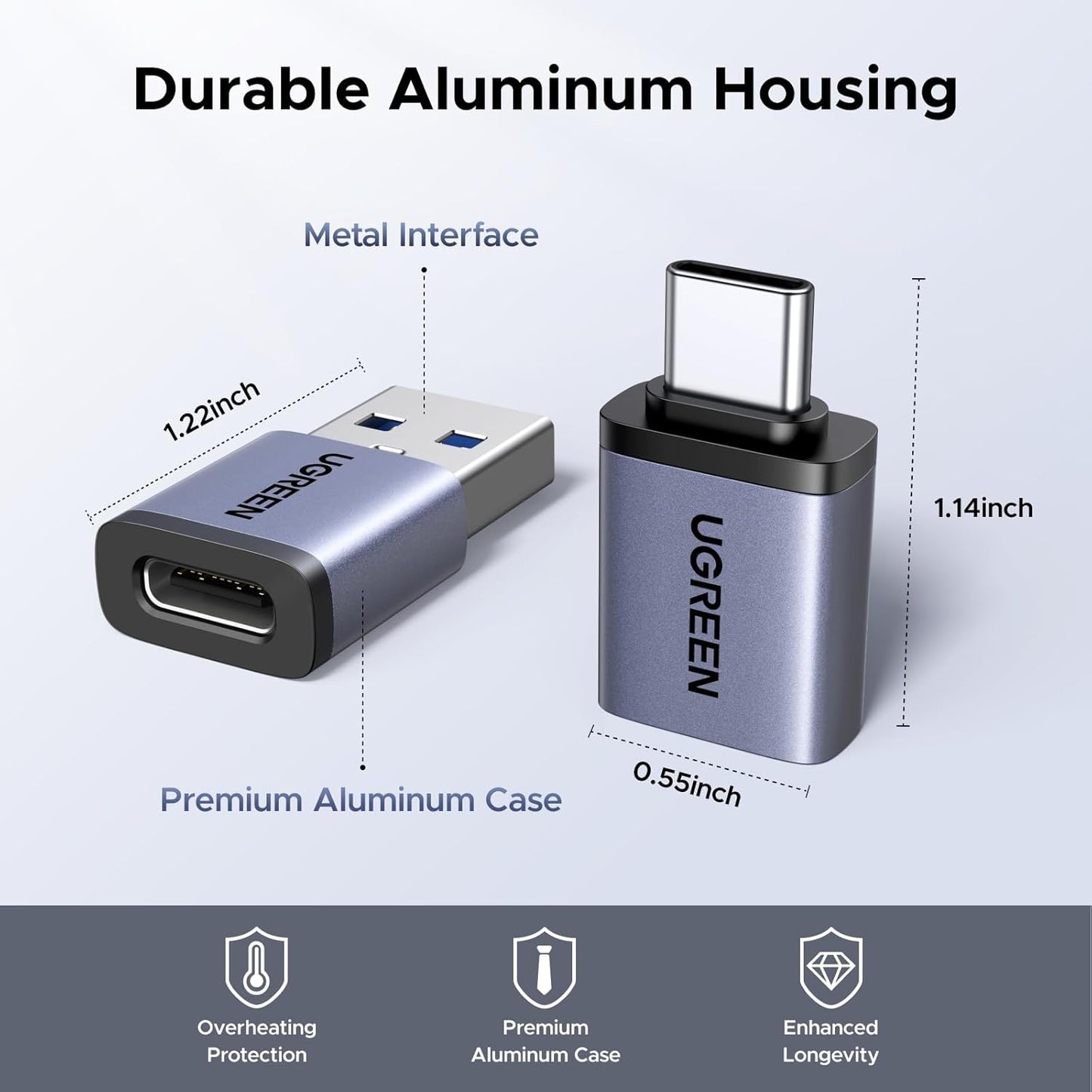 UGREEN USB to USB C Adapter & USB C to USB Adapter Combo 4-Pack, 10Gbps Type C USBC Adapter Compatible with MacBook, iPhone 17/16/15, iPad, Samsung Galaxy, Apple Watch