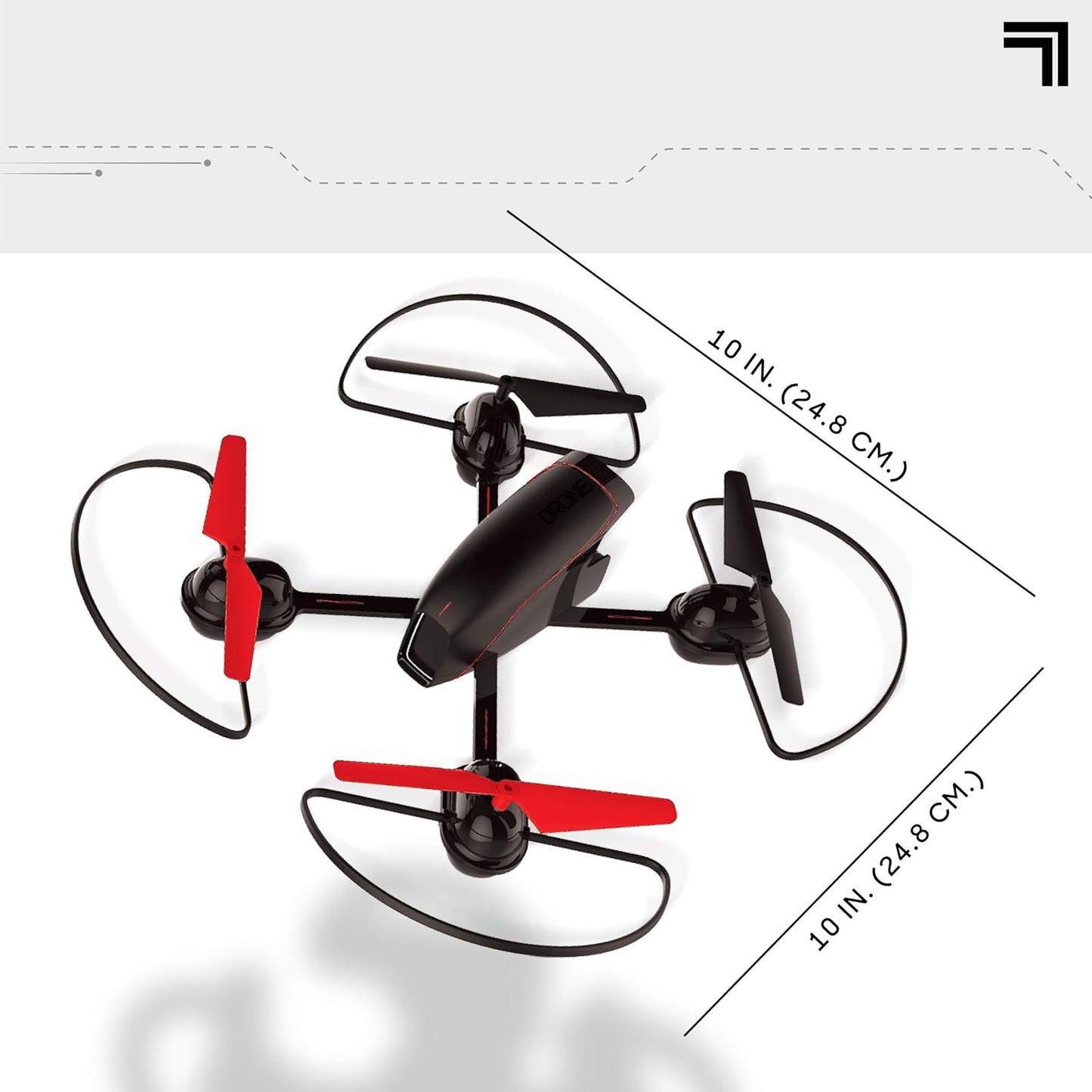 Sharper Image 10” Mach X Long Range Drone with Streaming Camera, LED Lights, 2.4 GHz, Auto-Orientation, Assisted Landing and Gyro Stabilization Control, Capture Panoramic Videos, Rechargeable Battery