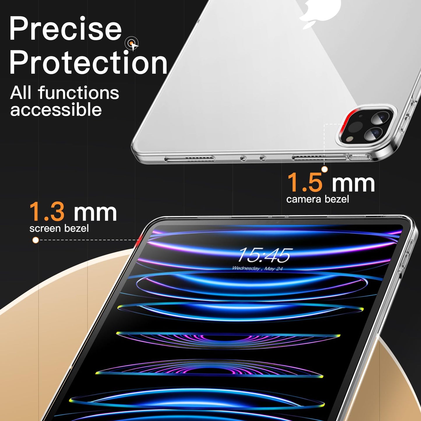 JETech Case for iPad Pro 11-Inch 2022/2021/2020 Model (4th/3rd/2nd Generation), Soft TPU Transparent Slim Shockproof Tablet Cover, Support Pencil 2nd Charging (Clear)