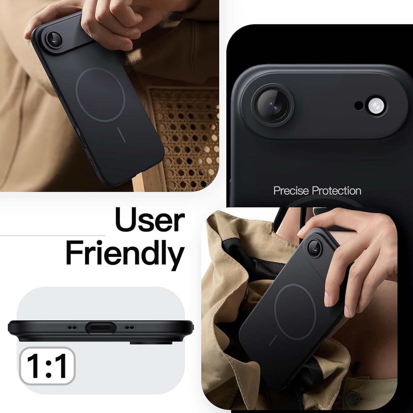 JETech Magnetic Slim Case for iPhone Air, Compatible with MagSafe, Ultra-Thin Lightweight Minimalist Phone Cover with Matte Finish and Full Camera Lens Protection, 6.5-Inch Display (Black)