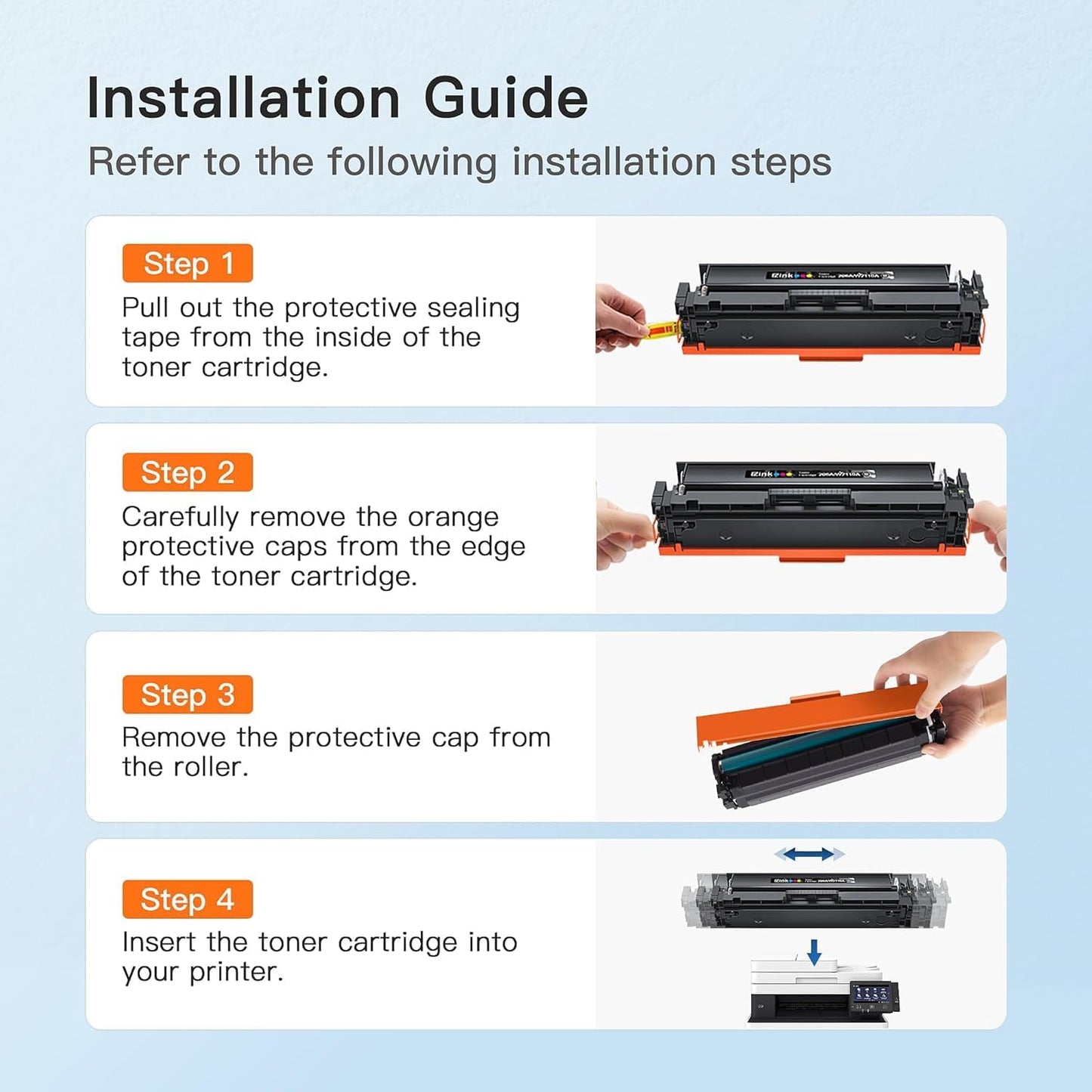 E-Z Ink 206X Toner Cartridges 4 Pack High Yield Compatible for HP 206X 206A W2110X W2110A to Use with HP Color LaserJet Pro MFP M283fdw M283cdw M283fdn M282nw M255dw M255nw M283 (with Chip -B/C/Y/M)