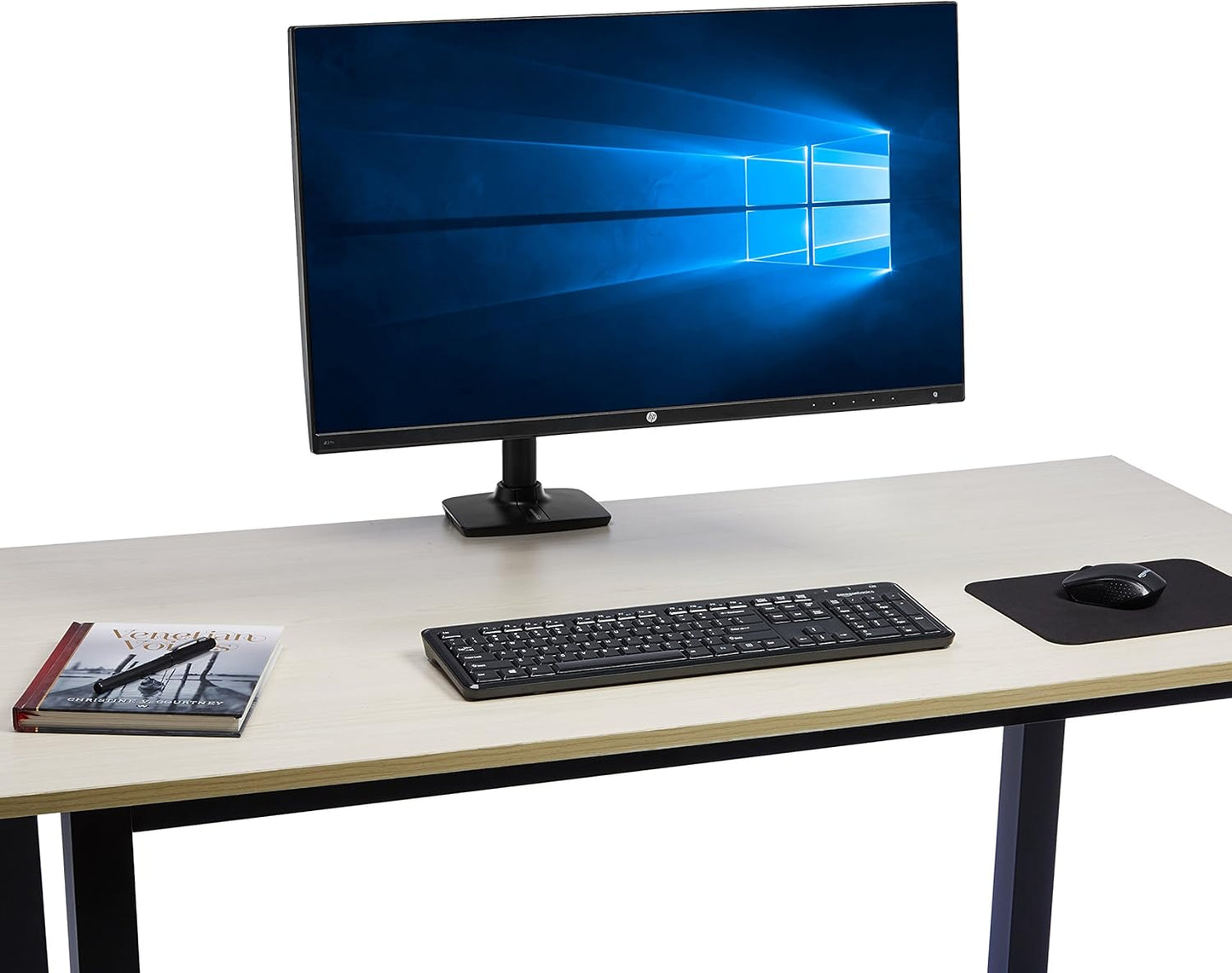 Amazon Basics Single Monitor Stand, Lift Engine Arm Mount, Black