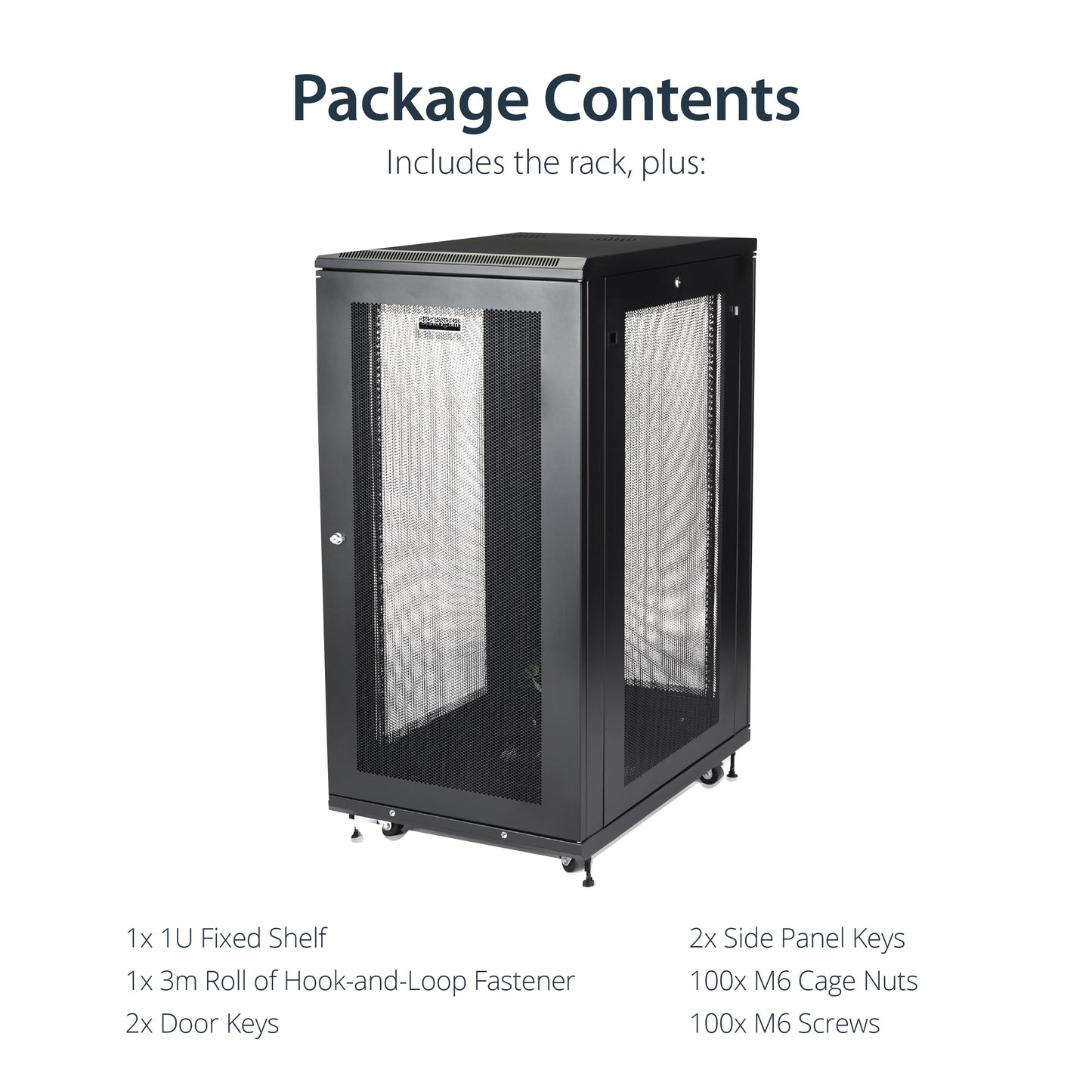 StarTech 18U Enterprise-Grade Server Rack Cabinet Kit, 19in Enclosed 4-Post Rack with Shelf and Cable Management, 29in (75cm) Mounting Depth, 992lb (450kg) Capacity