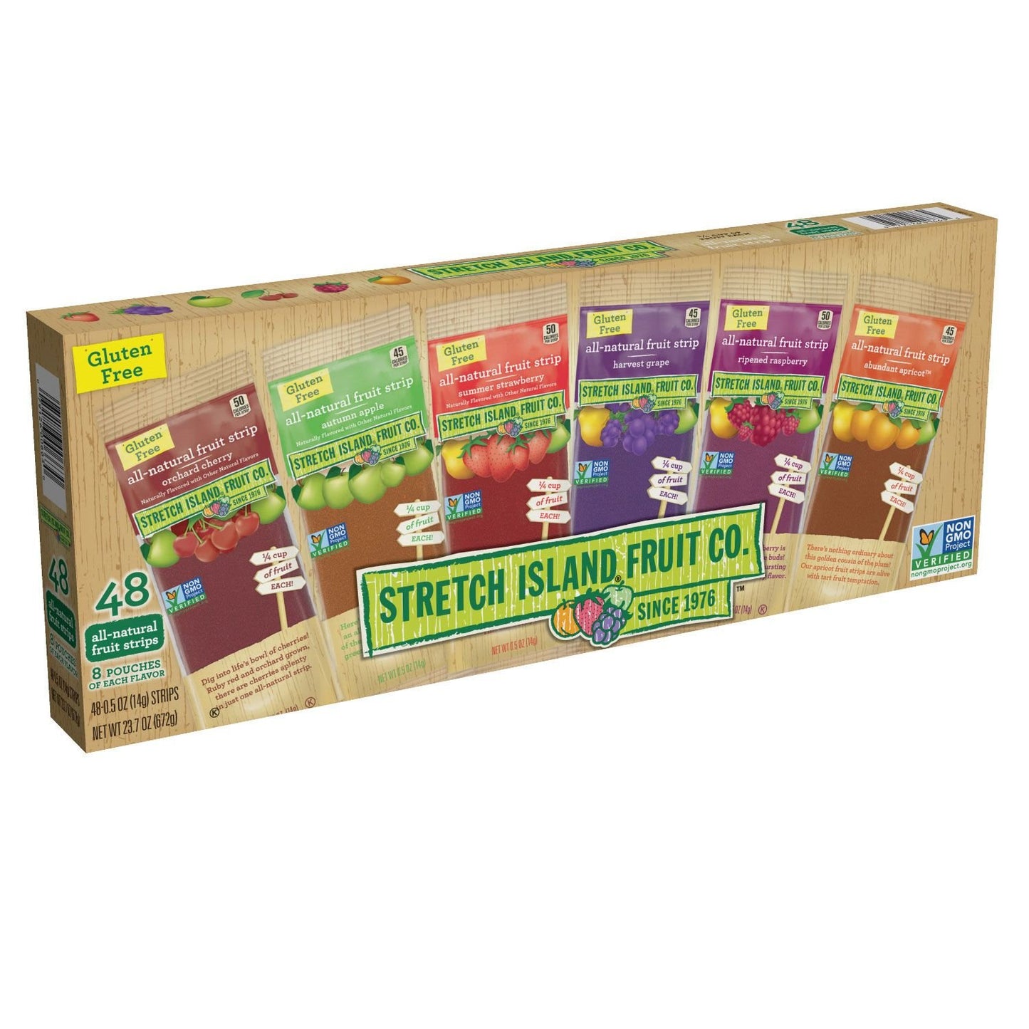 Stretch Island Fruit Leather Snacks Variety Pack, Cherry, apple, strawberry, apricot, grape, respberry, 0.5 Ounce (Pack of 48)