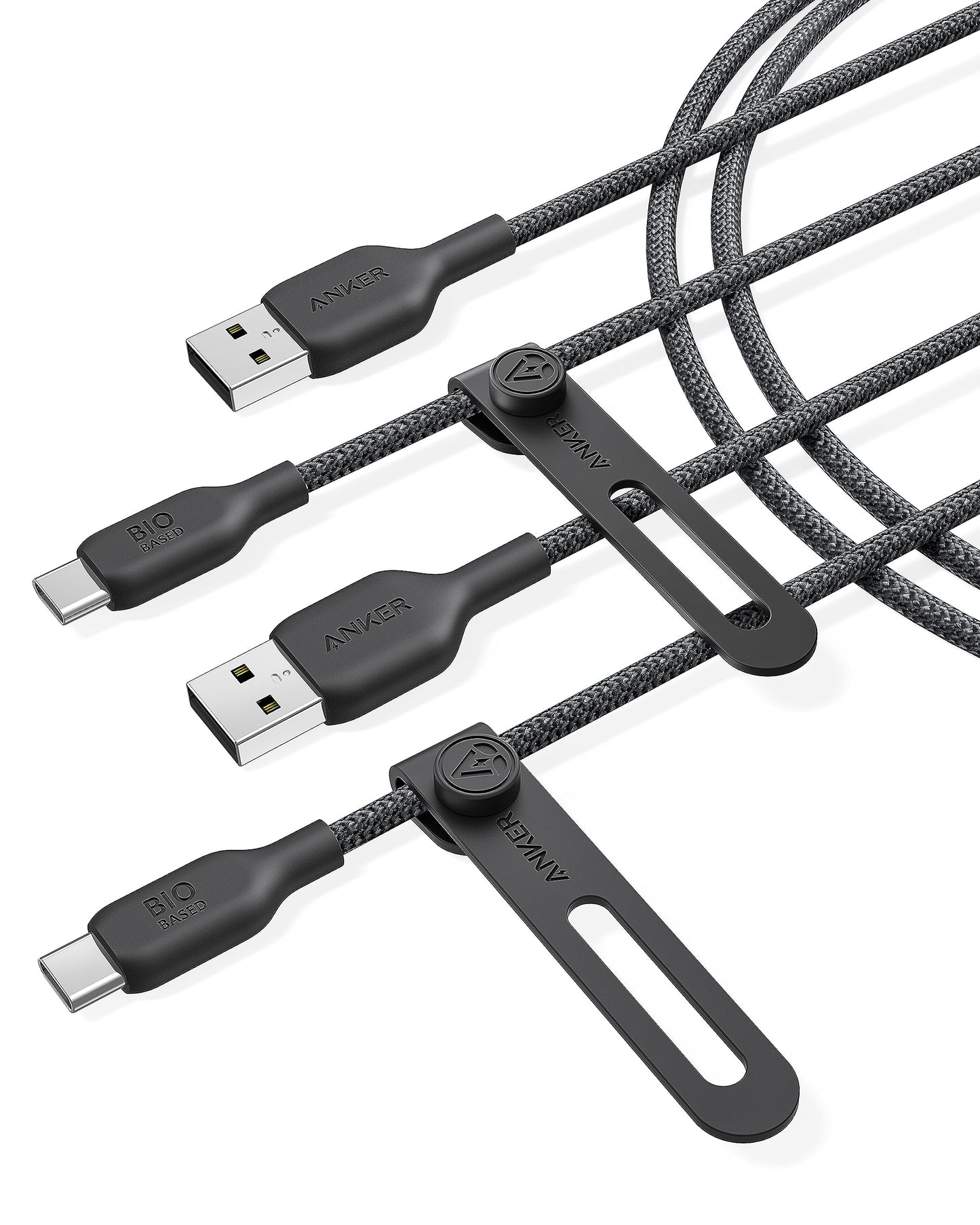 Anker Cable Bio-Briaded, Durable USB A to USB C Charger Cable for Samsung Galaxy Note Series, LG V30 (2 Pack, 6FT, Black)
