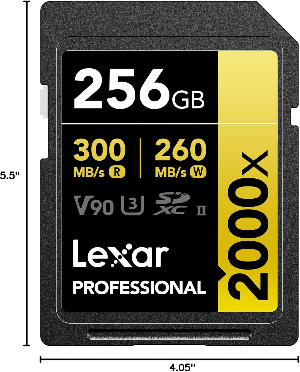 Lexar 256GB 2000x SD Memory Card, 300MB/s Read, 8K, V90, U3, UHS-II