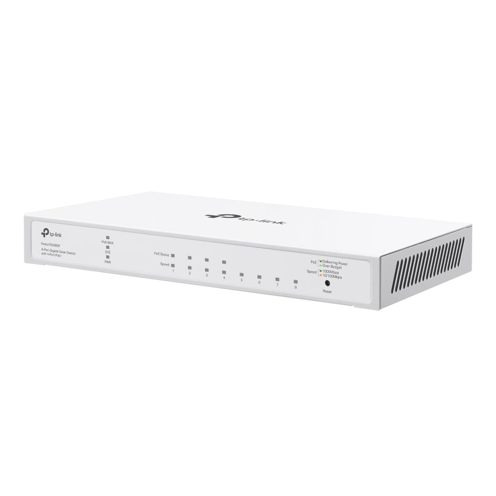 TP-Link TL-SG108S 8 Port Gigabit Ethernet Switch | Desktop/Wall-Mount | Plug & Play | Fanless | Sturdy Metal | 3 Year Manufacturer Warranty | 802.1p/DSCP QoS & IGMP Snooping | Compact Design
