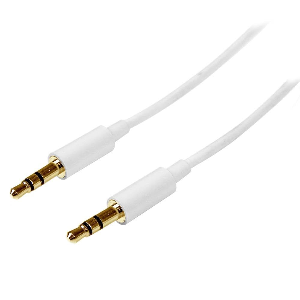 StarTech.com 15 ft. (4.6 m) 3.5mm Audio Cable - 3.5mm Slim Audio Cable - Gold Plated Connectors - Male/Male - Aux Cable (MU15MMS), Black
