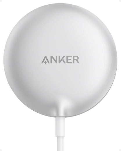 Anker MagSafe Charger Pad Compatible, MagGo iPhone 16 Wireless Charging Pad, Qi2 Certified 15W Wireless Charger for iPhone 16/16 Plus/16 Pro/16 Pro Max/15/14/13/12 Series (White, No Adapter)