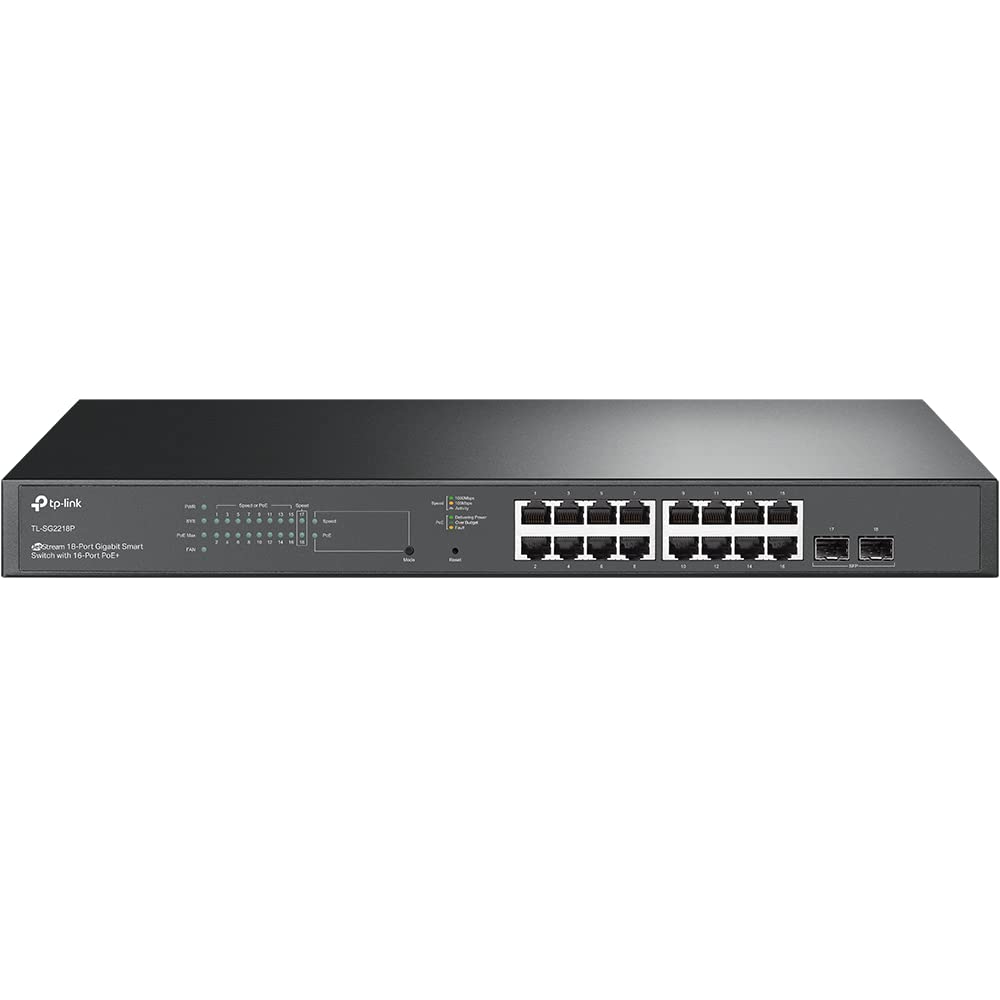 TP-Link TL-SG2210MP | Jetstream 10 Port Gigabit Smart Managed PoE switch | 8 PoE+ Ports @ 150W, 2 SFP Slots | Omada SDN Integrated | PoE Recovery | IPv6 | Static Routing | Limited Lifetime Protection
