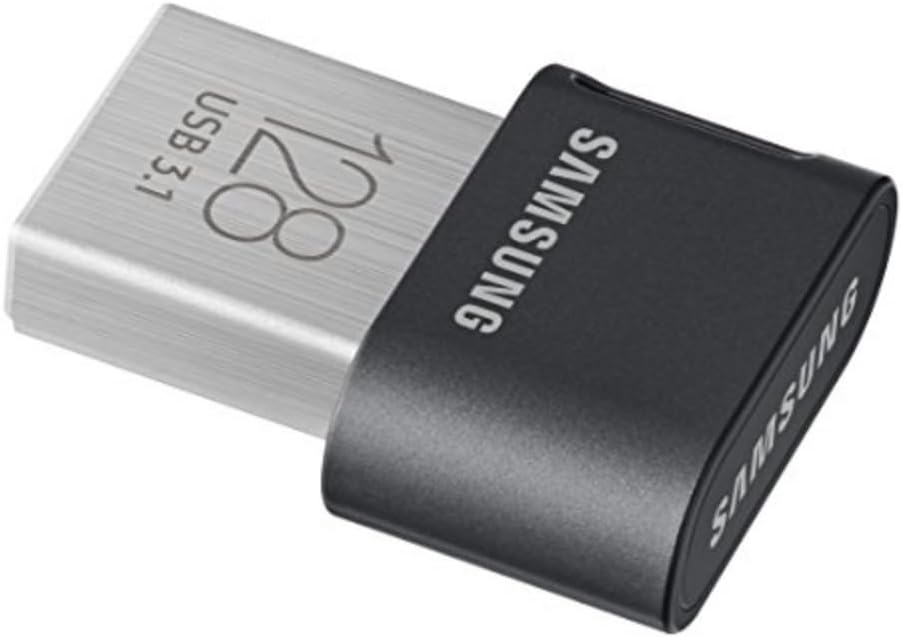 SAMSUNG FIT Plus 3.1 USB Flash Drive, 128GB, 400MB/s, Plug In and Stay, Storage Expansion for Laptop, Tablet, Smart TV, Car Audio System, Gaming Console, MUF-128AB/AM,Gunmetal Gray