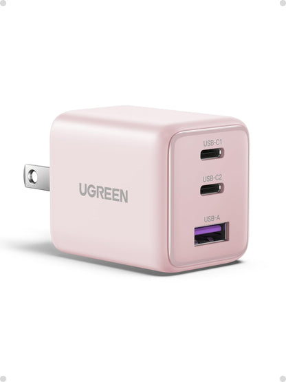 UGREEN 3-Port 30W USB C Charger, GaN II Compact iPhone Charger Fast Charging, Type C Power Adapter for iPhone 17/16/15 Series, Galaxy S26/S25/24, iPad, MacBook Neo/Air, Matt Black