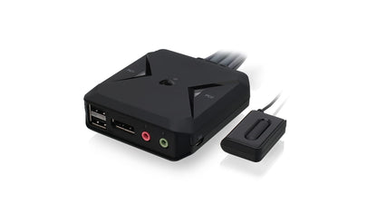 IOGEAR 2-Port USB HDMI Cabled KVM Switch - 1920 x 1200 60Hz - Hotkey or Remote Button Switch - 2.1 Stereo - USB 2.0 Mouse Port Can Be Used As USB Hub and USB Peripheral Sharing - Mac / Win - GCS62HU