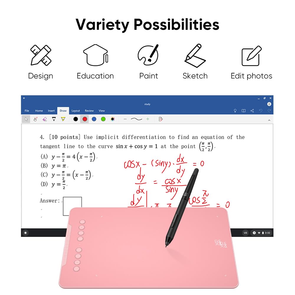 XPPen Updated Deco 01 V3 Drawing Tablet-16384 Levels of Pressure Battery-Free Stylus, 10x6 Inch OSU Graphic Tablet, 8 Hotkeys for Digital Art, Teaching, Gaming Drawing Pad for Chrome, PC, Mac, Android