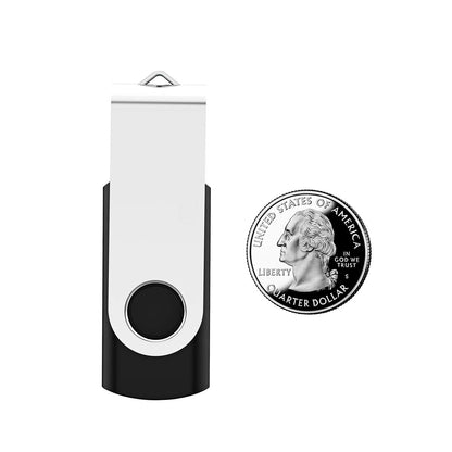 2 Pack 64GB USB Flash Drive USB 2.0 Thumb Drives Jump Drive Fold Storage Memory Stick Swivel Design - Black