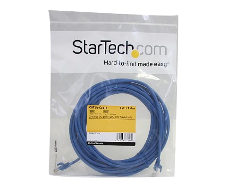 StarTech.com 3 ft. (0.9 m) Cat5e Ethernet Cable - Power Over Ethernet - Snagless - Blue - Ethernet Network Cable (RJ45PATCH3)