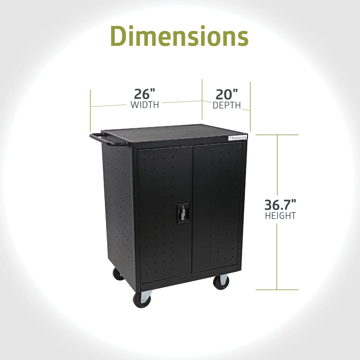 Pearington 32 Device Mobile Charging and Storage Cart for iPads, Chromebooks and Laptop Computers, Up to 13-inch Screen Size, Surge Protection, Front & Back Access Locking Cabinet