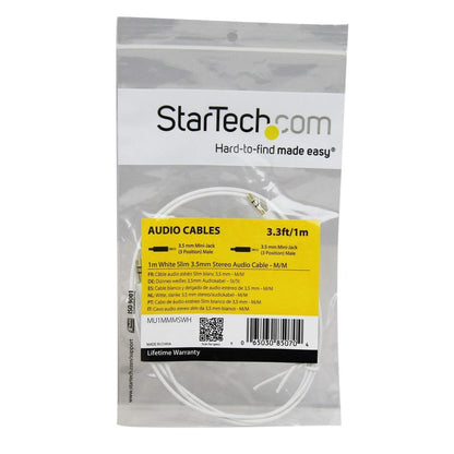 StarTech.com 15 ft. (4.6 m) 3.5mm Audio Cable - 3.5mm Slim Audio Cable - Gold Plated Connectors - Male/Male - Aux Cable (MU15MMS), Black