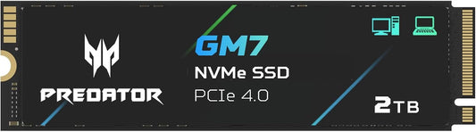 Acer Predator GM7 2TB SSD: M.2 2280 PCIe Gen 4 x4 NVMe 2.0, Read Speed Up to 7400 MB/s, Internal PC Solid State Drive for Laptop, Desktop and PS5 - BL.9BWWR.119
