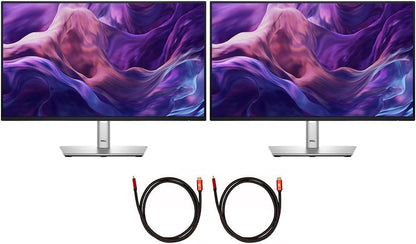Dell P2425H 24" Full HD 1080p 16:9 Dual LED Monitor, Black/Silver Bundle with 2X Deco Gear 6FT Universal 4K HDMI 2.0 Cable with 28AWG Pure Copper Conductor