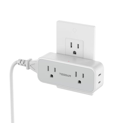 Surge Protector Outlet Extender, TESSAN Multi Plug Splitter with 4 Electrical Outlets 3 USB Ports(1 USB C), Multiple Plug Mini Wall Expander for Home Bathroom Office Dorm Room Essentials