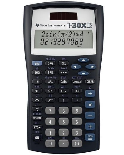 Texas Instruments TI-30XIIS Scientific Calculator, Black with Blue Accents (30XIIS/TBL/1L1/BK)
