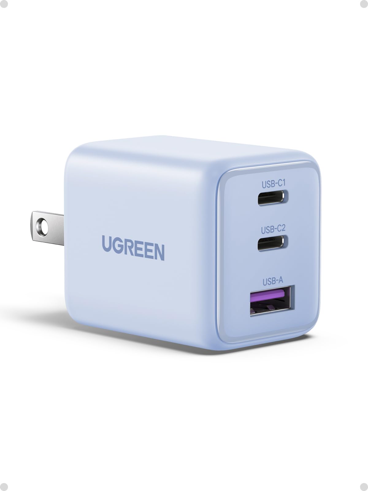 UGREEN 3-Port 30W USB C Charger, GaN II Compact iPhone Charger Fast Charging, Type C Power Adapter for iPhone 17/16/15 Series, Galaxy S26/S25/24, iPad, MacBook Neo/Air, Matt Black
