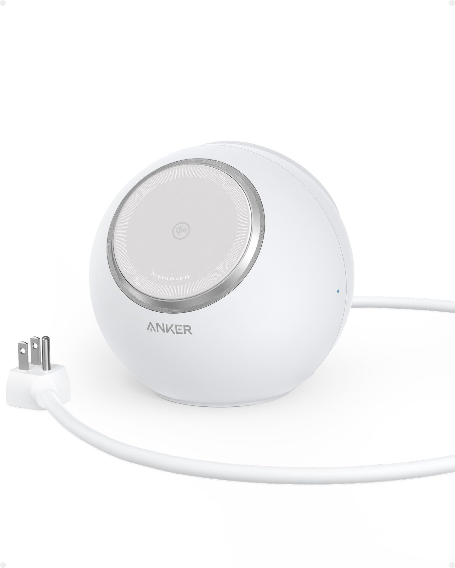 Anker MagGo Magnetic Charging Station, Qi2 Certified 15W Ultra-Fast MagSafe Wireless Charger for iPhone 15/14/13, 8-in-1 Power Strip with 3 AC and 4 USB Desktop Charger for MacBook and More (White)