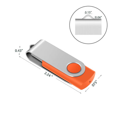 Enfain 16GB USB 2.0 Flash Drive 10 Pack | Swivel Thumb Drives with 31 Labels | Gift-Ready Packaging for Corporate Events, Office & Team Distributions (Black)