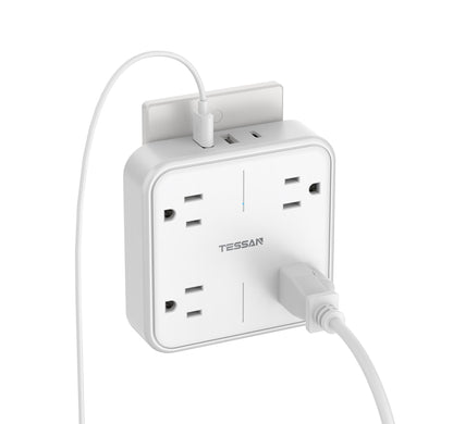 TESSAN Multi Plug Outlet Extender, Surge Protector Splitter with 3 USB (1 USB C Port) Wall Charger, Multiple Expander for Travel, Home, College Dorm Room