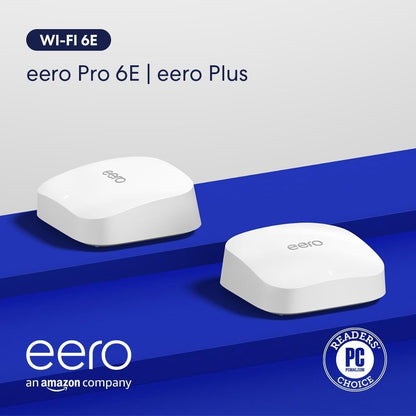 Amazon eero Pro 6E mesh wifi system - Supports internet plans up to 2.5 Gbps, Coverage up to 6,000 sq. ft., Connect 100+ devices, 3-pack