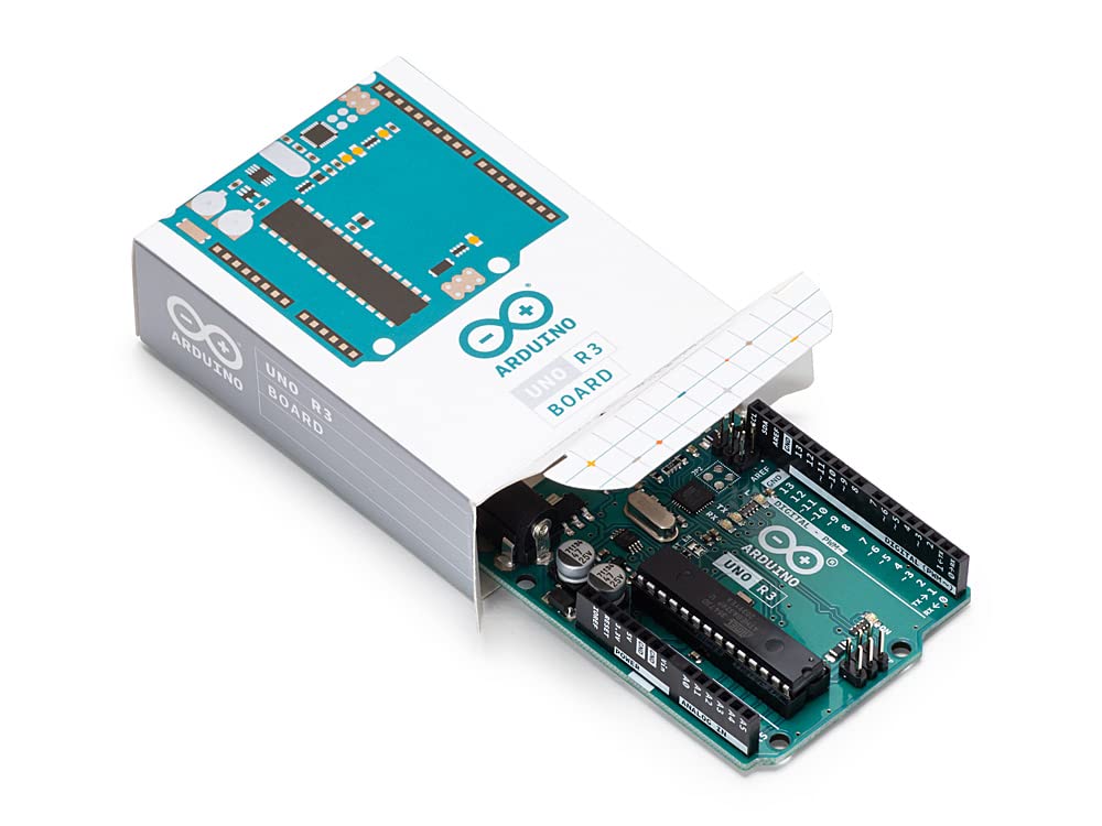 Arduino Uno REV3 [A000066] - ATmega328P Microcontroller, 16MHz, 14 Digital I/O Pins, 6 Analog Inputs, 32KB Flash, USB Connectivity, Compatible with Arduino IDE for DIY Projects and Prototyping