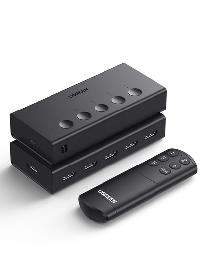 UGREEN HDMI Switch 5 in 1 Out 4K@60Hz, HDMI Splitter with Remote 5 Port Switcher Selector Box Support 3D CEC HDR HDCP2.2 Compatible with PS5/4/3 Xbox Nintendo Switch Roku TV Fire Stick Black