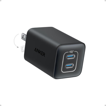 Anker Nano Charger, 47W 2 Port Compact Foldable GaN USB C Charger for iPhone 17/16, Galaxy, Pixel, Compatible with MagSafe (Blue)