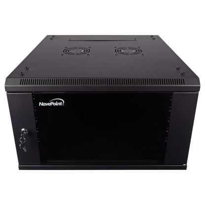 NavePoint 15U Server Cabinet Wall Mount Rack Enclosure with Caster Wheels, Includes 2 Fans, Locking Glass Door, Removable Side Panels – 15U Network Cabinet 17.7” Deep, 19”Server Rack for IT Equipment