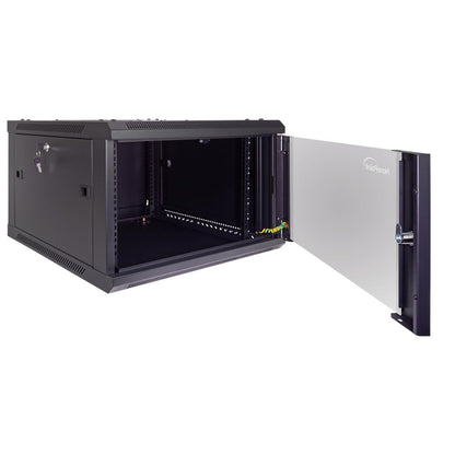 NavePoint 15U Server Cabinet Wall Mount Rack Enclosure with Caster Wheels, Includes 2 Fans, Locking Glass Door, Removable Side Panels – 15U Network Cabinet 17.7” Deep, 19”Server Rack for IT Equipment