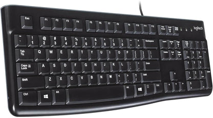 Logitech K120 Wired Keyboard for Windows, USB Plug-and-Play, Full-Size, Spill-Resistant, Curved Space Bar, Compatible with PC, Laptop - Black