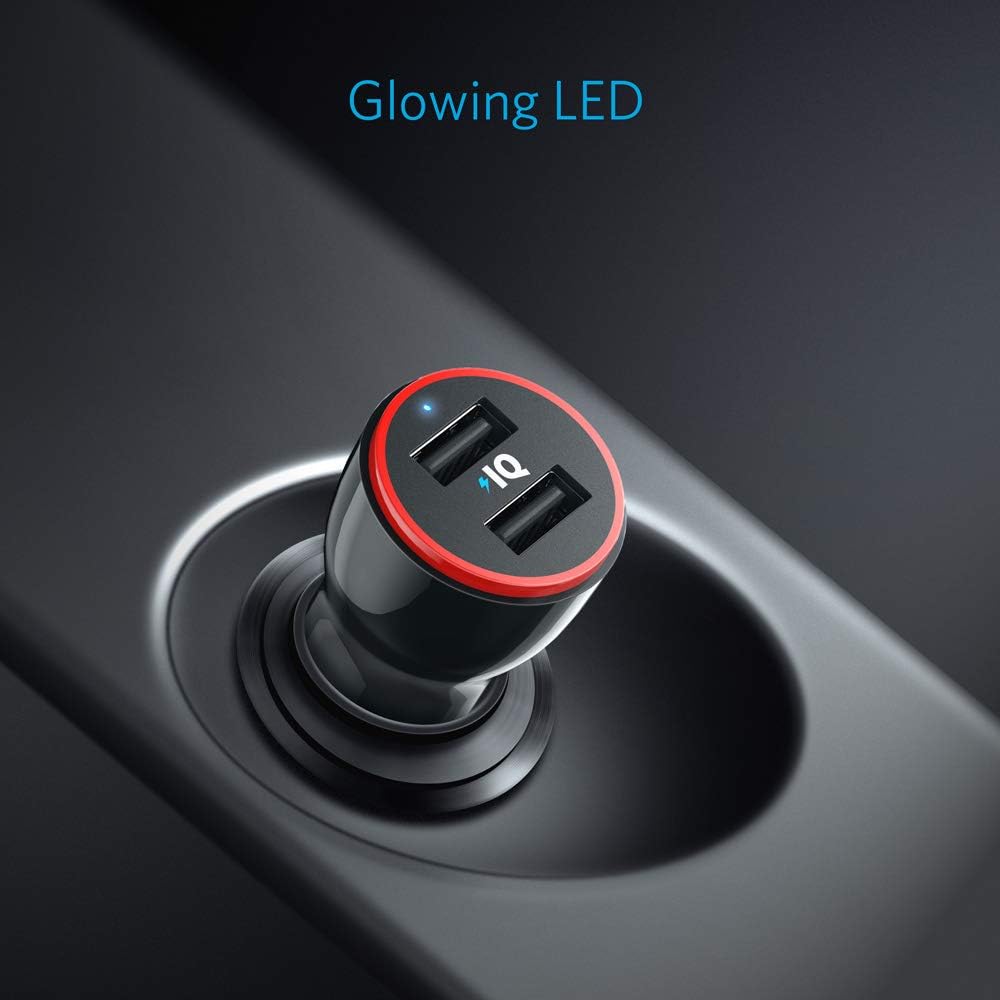 Anker Car Charger Adapter, 24W Dual USB Car Phone Charger, PowerDrive 2 for iPhone 14 13 12 11 Pro Max mini X XR XS 8 Plus, iPad Pro/Air 2/mini, Note 5/4, LG, Nexus, HTC and More