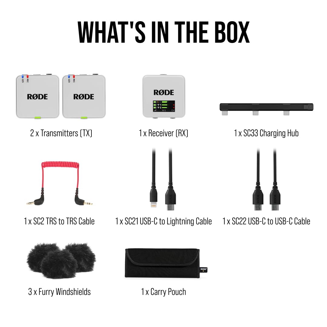 RØDE Wireless GO II Ultra-compact Dual-channel Wireless Microphone System with Built-in Microphones, On-board Recording and 200m Range for Filmmaking, Interviews and Content Creation