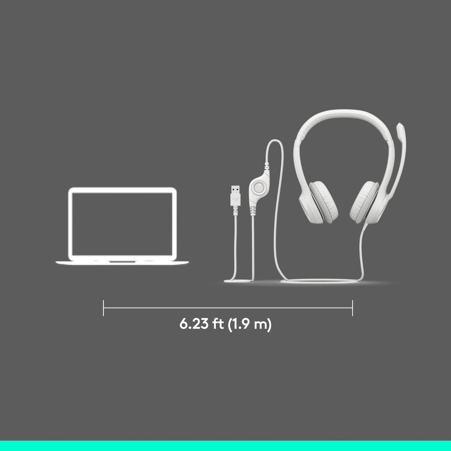 Logitech H390 Wired Headset for PC/Laptop, Stereo Headphones with Noise Cancelling Microphone, USB-A, in-Line Controls, Works with Chromebook - Black