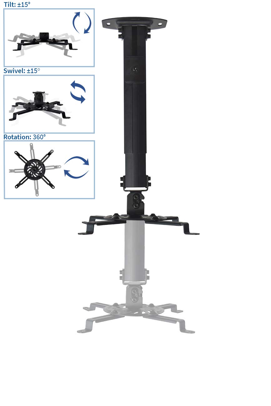 VIVO Universal Extending Ceiling Projector Mount, Height Adjustable Projection, White, MOUNT-VP02W
