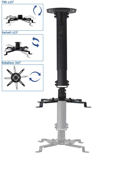 VIVO Universal Extending Ceiling Projector Mount, Height Adjustable Projection, White, MOUNT-VP02W