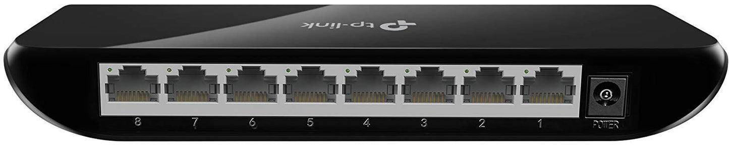 TP-Link 8 Port Gigabit Ethernet Network Switch | Plug and Play | Desktop or Wall-Mount | Plastic Case Ethernet Splitter | Fanless | Traffic Optimization | Unmanaged (TL-SG1008D),Black