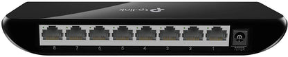 TP-Link 8 Port Gigabit Ethernet Network Switch | Plug and Play | Desktop or Wall-Mount | Plastic Case Ethernet Splitter | Fanless | Traffic Optimization | Unmanaged (TL-SG1008D),Black