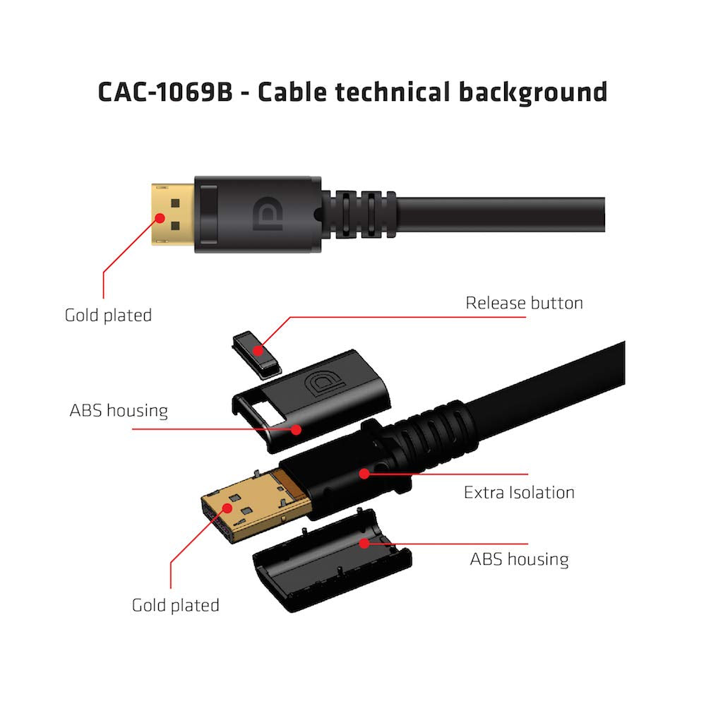 Club3D CAC-2068 VESA Certified DisplayPort to DisplayPort 1.4/Hbr3 M/M Cable DP 1.4 8K 60Hz 2m - 6,56ft