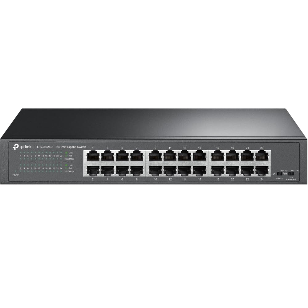 TP-Link 16-Port Gigabit Ethernet Unmanaged Switch Plug and Play Metal Desktop/Rackmount Fanless (TL-SG1016D)