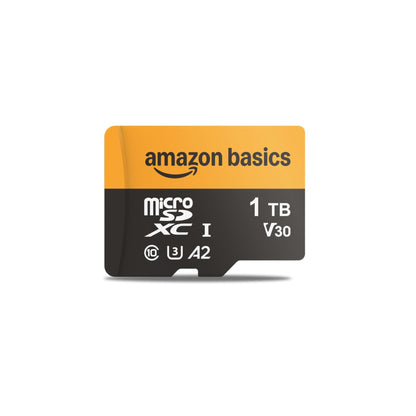 Amazon Basics 128GB microSDXC Memory Card with Adapter for Smartphones, Drones, Cameras, Full HD, Read Speed Up to 200MB/s, 1-Pack