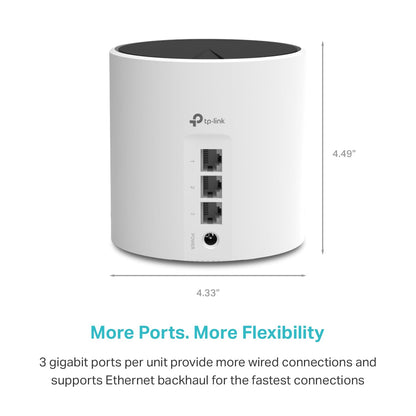 TP-Link Deco X55 AX3000 WiFi 6 Mesh System - Covers up to 6500 Sq.Ft, Replaces Wireless Router and Extender, 3 Gigabit Ports per Unit, Supports Ethernet Backhaul, Deco X55(3-Pack)