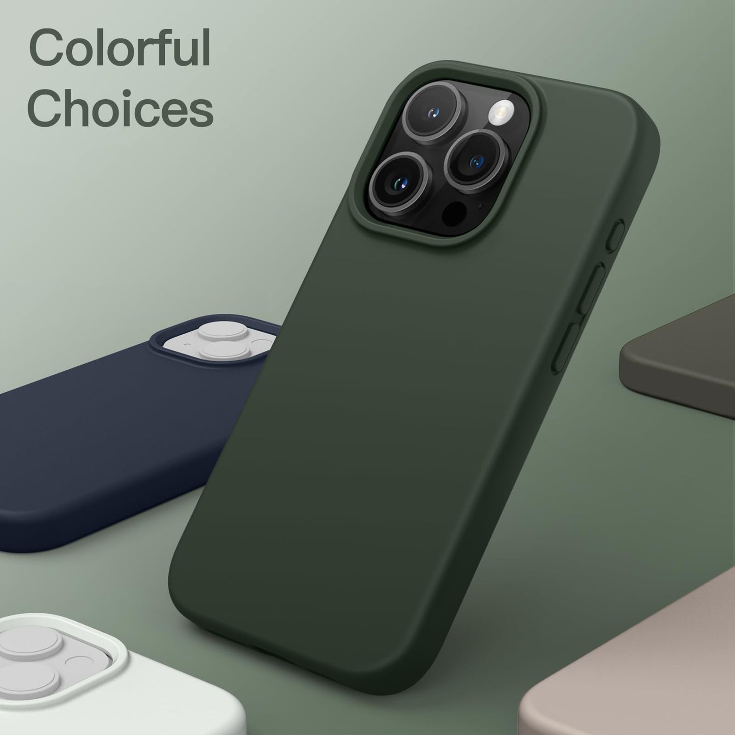 JETech Silicone Case for iPhone 15 Pro Max 6.7-Inch, Silky-Soft Touch Full-Body Protective Phone Case, Shockproof Cover (Black)