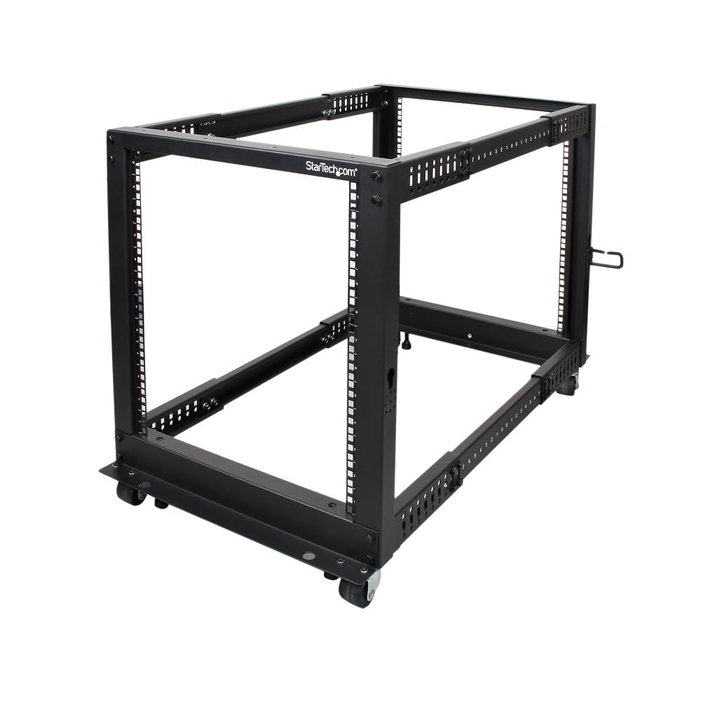 StarTech 42U 4-Post Server Rack, 19in Open Frame Rack with 40in (101cm) Mounting Depth and 1323lb (600kg) Weight Capacity, Mobile or Floor Mount IT Rack